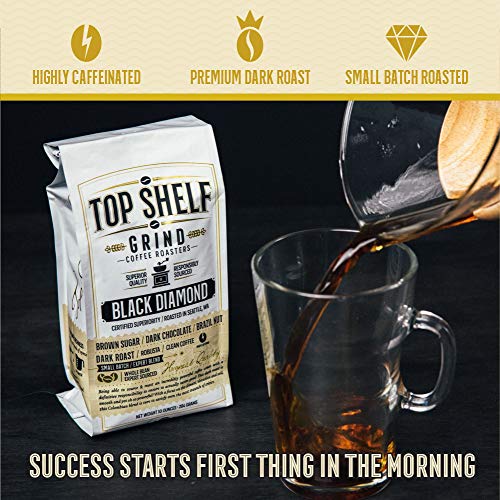 The Best High Caffeine Dark Roast Whole Bean Black Coffee, Extra Strong Gourmet Columbian Clean Coffee Beans by Top Shelf Grind Company | Worlds Strongest Black Roasted Java | Seattles Purity Culture