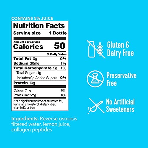 Vital Proteins Collagen Water™, 10g of Collagen per Bottle & Made with Real Fruit Juice, Dairy & Gluten Free - Original Lemon, 4 Pack
