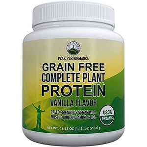 Organic Vanilla Paleo Protein Powder. Complete Plant Protein Powder Vegan. Amazing Amino Acid Profile and Less Than 1g of Sugar. Hemp Protein Powder, Pea Protein Powder, Grain Free Protein Powder