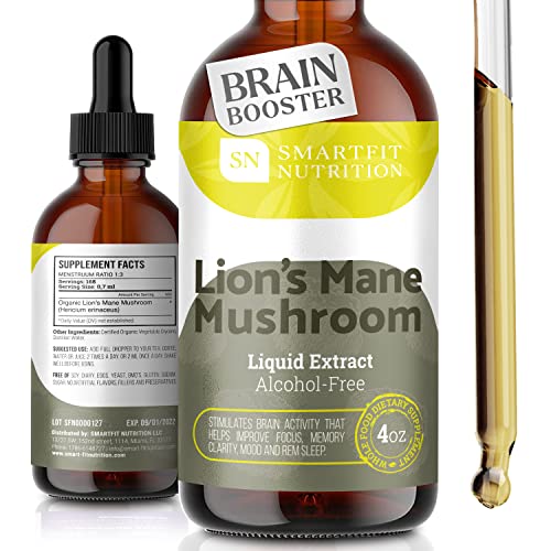 Lions Mane - Lions Mane Extract - Natural Lions Mane Tincture - Made in USA - Organic Lions Mane Mushroom Supplement for Memory, Focus & Clarity - Daily Mushroom Supplement - Vegan, Organic - 4 Fl Oz