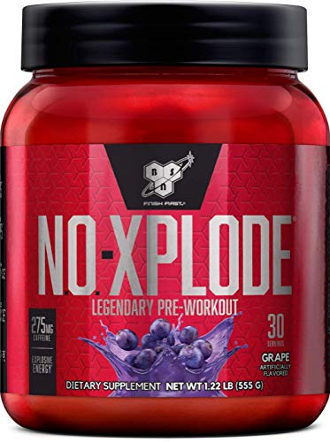 BSN N.O.-XPLODE Pre Workout Powder, Energy Supplement for Men and Women with Creatine and Beta-Alanine, Flavor: Grape, 30 Servings