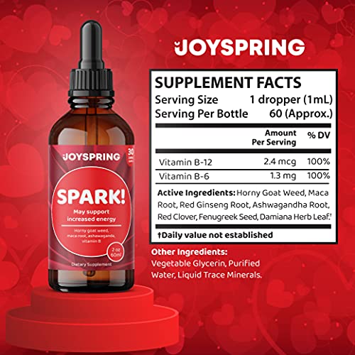 Spark! Maca Root & Horny Goat Weed for Women - Ashwagandha Liquid with Horny Goat Weed, Maca Powder, Red Ginseng & Fenugreek Energy Booster - Ashwagandha Drops Immune Booster & Vitality Extracts 2oz