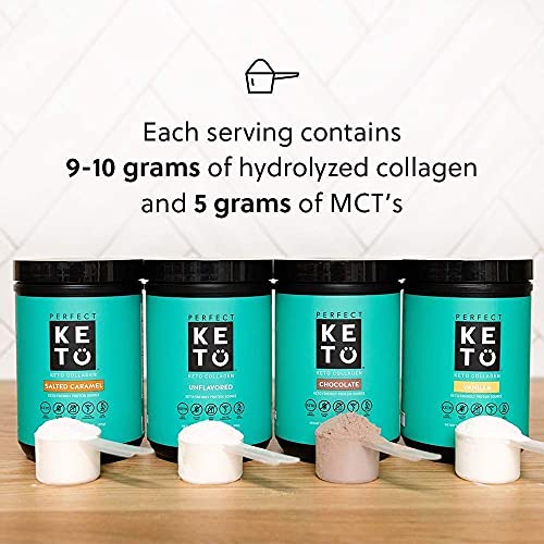 Perfect Keto Collagen Protein Powder with MCT Oil - Grassfed, GF, Multi Supplement, Best for Ketogenic Diets, Use as Keto Creamer, in Coffee and Shakes for Women & Men (Peanut Butter)