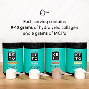 Perfect Keto Collagen Protein Powder with MCT Oil - Grassfed, GF, Multi Supplement, Best for Ketogenic Diets, Use as Keto Creamer, in Coffee and Shakes for Women & Men (Peanut Butter)