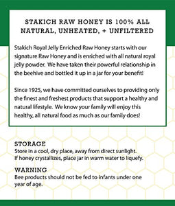 Stakich Royal Jelly Enriched Raw Honey - Pure, Unprocessed, Unheated - 5 Pound (80 Ounce)