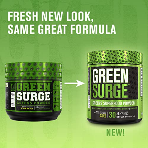 Green Surge Green Superfood Powder Supplement - Keto Friendly Greens Drink w/Spirulina, Wheat & Barley Grass, Organic Greens - Green Tea Extract, Probiotics & Digestive Enzymes - Lemon Lime - 30sv