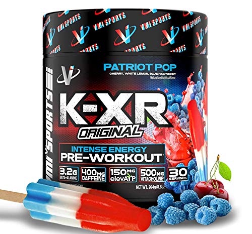 VMI Sports K-XR Pre-Workout Supplement for Intense Energy, Patriot Pop Bombsicle, Muscle Builder for Extreme Pumps, Enhanced Focus, Creatine Free, Endurance, Strength and Power Pre-Workout Powder