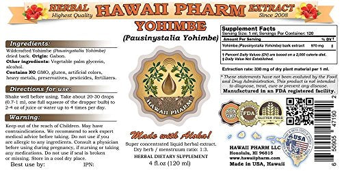 Yohimbe Liquid Extract, Yohimbe Liquid (Pausinystalia Yohimbe) Tincture 4 oz