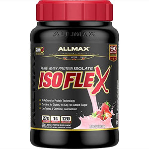 ALLMAX Nutrition - ISOFLEX Whey Protein Powder, Whey Protein Isolate, 27g Protein, Strawberry, 2 Pound