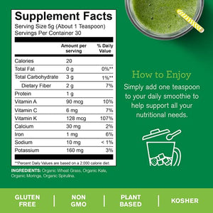 Amazing Grass Super Greens Booster: Greens Powder with Spirulina, Moringa, Wheat Grass & Kale Smoothie Booster, Chlorophyll Providing Greens, 5.29ounce