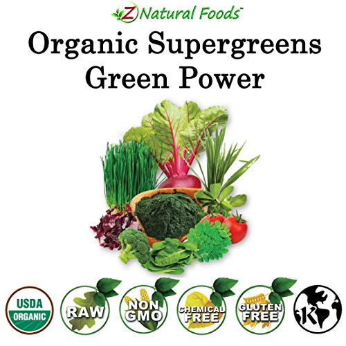 Organic Delicious Greens Superfood Powder - Barley Grass, Wheatgrass, Spirulina, Spinach, Broccoli, Coconut Milk, Ginger, Alfalfa Leaf, Beet Root, Tomato, Dulce Moringa - Raw Vegan Gluten Free - 1lb