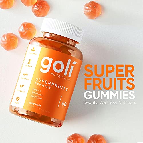 SUPERFRUITS Vitamin Gummy by Goli Nutrition - 120 ct - with Collagen-Enhancing Ingredients. Radiate. Rejuvenate. Refresh (Mixed Fruit, Vegan, Plant-Based, Non-GMO, Gluten-Free & Gelatin Free)