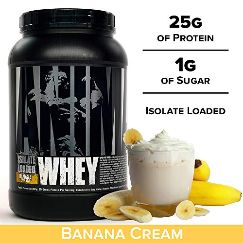 Animal Whey Isolate Whey Protein Powder, Isolate Loaded for Post Workout and Recovery, Low Sugar with Highly Digestible Whey Isolate Protein, 2 lbs, Banana Cream, 2 Pound, 32 Oz