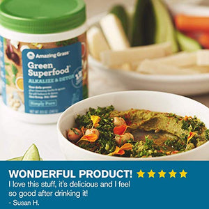 Amazing Grass Greens Blend Alkalize & Detox: Cleanse with Super Greens Powder, Beet Root Powder, Digestive Enzymes, Prebiotics & Probiotics, 30 Servings (Packaging May Vary)