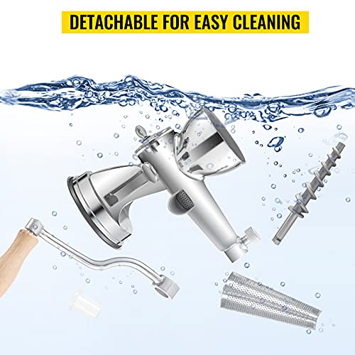 VEVOR Manual Wheatgrass Juicer Stainless Steel Hand Crank Wheatgrass Juicer Hand Wheatgrass Grinder with Suction Cup Base & Table-top Clamp Manual Juicer Extractor for Ginger Celery Apple Grape, etc.