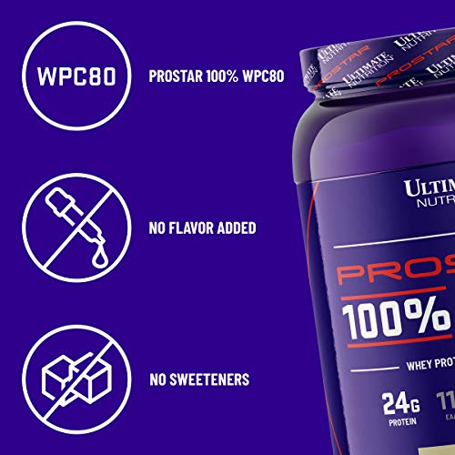 Ultimate Nutrition RAW Whey Protein Concentrate Powder with No Added Ingredients or Flavors – 24 Grams of Protein Per Serving with 5.5 Grams of BCAAs, 4.4 Pounds, Unflavored
