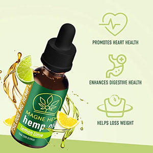 MAGNEHEMP - 750,000MG Lemon Lime Flavored Hemp Oil Extract for Pain & Stress, Hemp Oil Drops for Better Sleep