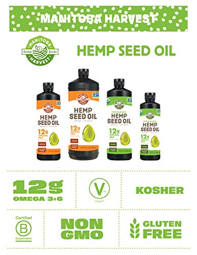 Manitoba Harvest Organic Hemp Oil, Cold Pressed, 12g of Omegas 3&6 Per Serving, Non-GMO, 16.9 Fl Oz