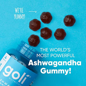 ASHWA Vitamin Gummy by Goli Nutrition - Ashwagandha and Vitamin D Gummies - 30 Count - Relax. Restore. Unwind. (Mixed Berry, KSM-66, Vegan, Plant Based, Non-GMO, Gluten-Free & Gelatin Free)