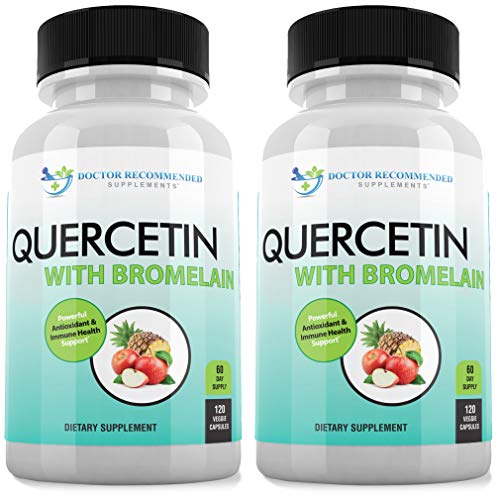 Quercetin 800mg w/Bromelain 165mg Per Serving- 120 Veggie Capsules-Full 60 Day Supply, Vitamin Supplement to Support Cardiovascular Health & Bioflavonoids, Gluten Free, Non-GMO (Pack of 2)