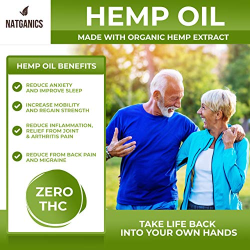 Organic Hemp Oil Drops 2500mg- Ultra Premium Hemp Oil Extract- Hemp Oil 2500mg- Pain Relief Anti- Inflammatory, Joint Support, Stress, Anxiety & Mood Relief. Sleep Aid. Skin & Hair Care. Made in USA