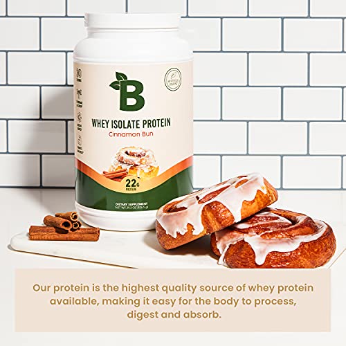 Bloom Nutrition Cinnamon Bun Whey Protein Isolate Powder | Fast Digesting, Low Carb, Keto Friendly, Non-GMO | 100 Percent Pure Iso with Zero Sugar Added | Post Workout Recovery Shake Blend