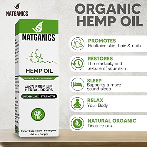 Organic Hemp Oil 1000mg - Ultra Premium Hemp Oil Drops 1000mg - Natural Hemp Oil Extract Tincture - Non-GMO Ultra-Pure CO2 Extracted Drops - Omega Fatty Acids 3 6 9 - Organically Grown & Made in USA