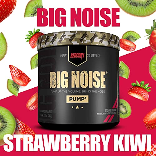 Redcon1 Big Noise Pump Formula (30 Servings) - Non-Stim, Increased Energy and Focus, Vasodilator, Intense Pumps (Strawberry Kiwi)