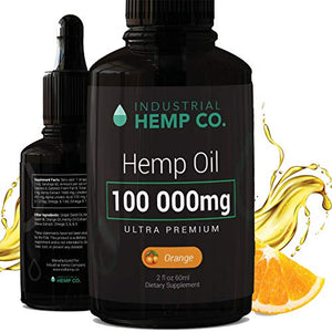 Industrial Hemp Co.100 000 mg | Pure Hemp Oil Drops, Best Hemp Oil for Pain, Stress and Anxiety Relief | USA | 2 Fl Oz (60ml)