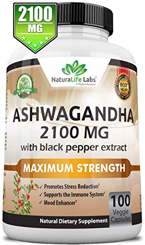 Organic Ashwagandha 2,100 mg - 100 Vegan Capsules Pure Organic Ashwagandha Powder and Root Extract - Stress Relief, Mood Enhancer, Immune & Thyroid Support