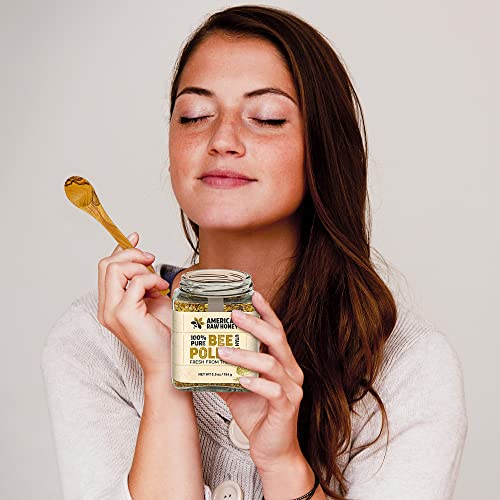 American Raw Honey 100% Pure Bee Pollen - Fresh From the Hive - Organic Bee Pollen, Natural Superfood, Packed with Enzymes, Minerals, Vitamin B - Gluten Free, Strengthens Immunity (5.5 oz. / 156g)