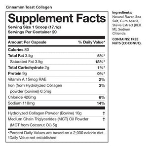 Perfect Keto Collagen Protein Powder with MCT Oil - Grassfed, GF, Multi Supplement, Best for Ketogenic Diets, Use as Keto Creamer, in Coffee and Shakes for Women & Men (Cinnamon Toast)