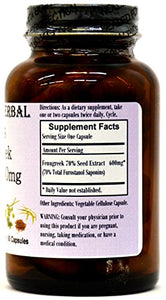 Fenugreek Extract - 70% Furostanol Saponins - 60 600mg VegiCaps - Stearate Free, Bottled in Glass!