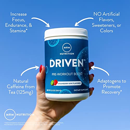 MRM Nutrition Driven Pre-Workout Powder | Strawberry Kiwi Flavored | 125mg Caffeine | Pure Ingredients | Muscle + Hydration + Energy Blends | Performance Energy | Vegan + Gluten-Free | 29 Servings