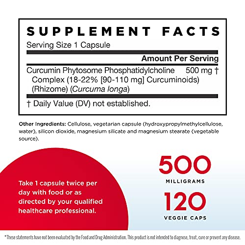 Jarrow Formulas Curcumin Phytosome 500 mg - 120 Veggie Caps - Formulated with Meriva - Antioxidant Support - Curcumin Absorb Delivery System - 60 Servings