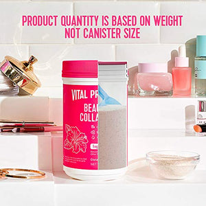 Vital Proteins Beauty Collagen Peptides Powder Supplement for Women, 120mg of Hyaluronic Acid, 15g of Collagen Per Serving, Enhances Skin Elasticity and Hydration, Tropical Hibiscus, 9.6oz Canister