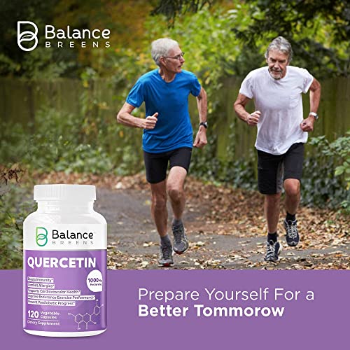 Balance Breens Quercetin 1000mg Supplement - Supports Cardiovascular Health, Helps Improve Anti-Inflammatory, Immune Response & Allergy Support - 120 Vegetable Non-GMO Capsules