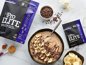 BiPro Elite to-Go 100% Whey Protein Powder Isolate for High-Intensity Fitness, Chocolate, 12 Single-Serve Packets - Approved for Sport, Sugar Free, Suitable for Lactose Intolerance, Gluten Free