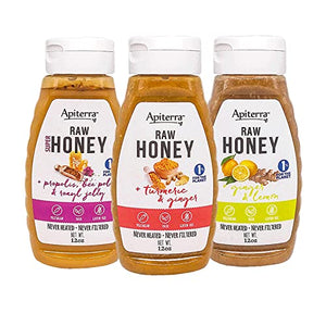 Apiterra - Raw Honey with Superfoods Variety Pack - 12 Ounce (3 Count)