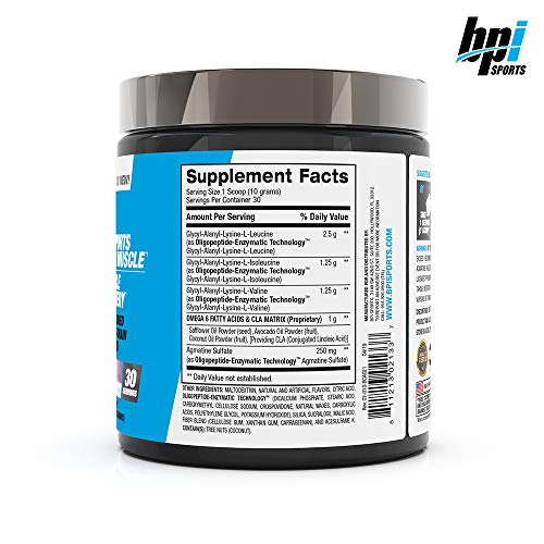 BPI Sports Best BCAA - The Building Blocks of Protein and Muscle - Post-Workout Recovery - Supports Metabolism - Omega 6 - Grape, 30 Servings, 300 g