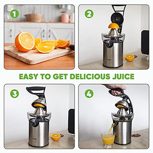 ASLATT Electric Citrus Juicer Squeezer, lemon orange juicer machine crush juice squeezer maker esprimidores de naranjas electrico Ultra Quiet Motor, Stainless Steel