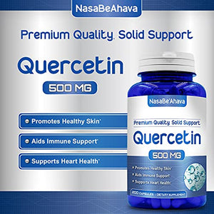 NasaBeahava Pure Quercetin 500mg Supplement - 200 Capsules - Quercetin Dihydrate to Support Cardiovascular Health