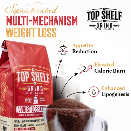 Waist Loss Coffee, The Best Dark Roast Ground Java - Supports Weight Management, Metabolism, Skinny Diet and Natural Burn - Keto Friendly - Premium Coffee Boost by Top Shelf Grind