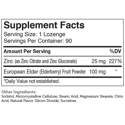 Zahler Zinc Lozenges with Elderberry, 25mg Chewable Zinc Tablets, Immune Support Antioxidant Supplement, Great Tasting Zinc Lozenge for Kids and Adults, Certified Kosher, 90 Lozenges