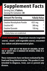 Creatine monohydrate Testosterone - CREATINE TRI-Phase 5000MG - for Muscle Mass (1 Bottle)