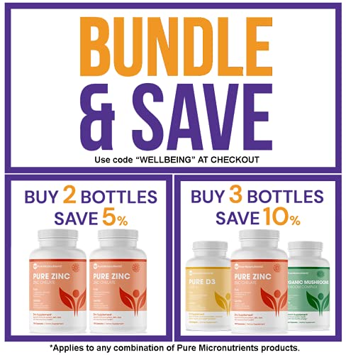 Pure Micronutrients Zinc Supplement, Natural Zinc Glycinate Supplements, (Chelated) 25mg, 120