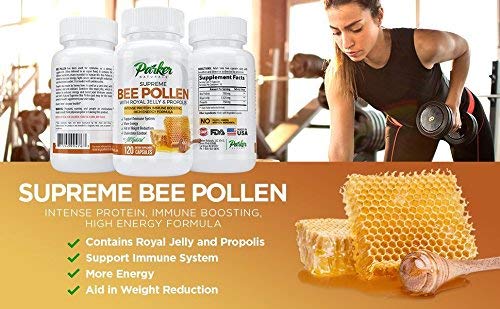 Best Bee Pollen, Royal Jelly and Propolis by Parker Naturals - Made by USA Bee Keepers - 120 Vegetarian Capsules - Guarantee or Your Money Back!