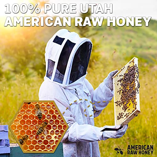 American Raw Honey - Raw Sweet Yellow Clover Honey from Utah, 100% Pure Organic Honey, Fresh from the Hive - Superfood, Gluten Free, Unpasteurized, No Preservatives or Additives (10 oz. / 285g)