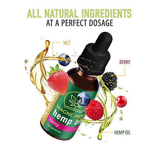 MAGNEHEMP - 750,000MG Berry Flavored Hemp Oil Extract for Pain & Stress, Hemp Oil Drops for Better Sleep