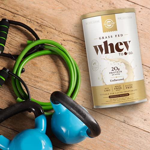 Solgar Grass Fed Whey to Go Protein Powder Unflavored, 2.3 lbs - 20g of Grass-Fed Protein from New Zealand Cows - Great Tasting & Mixes Easily - Supports Strength & Recovery - Non-GMO, 36 Servings